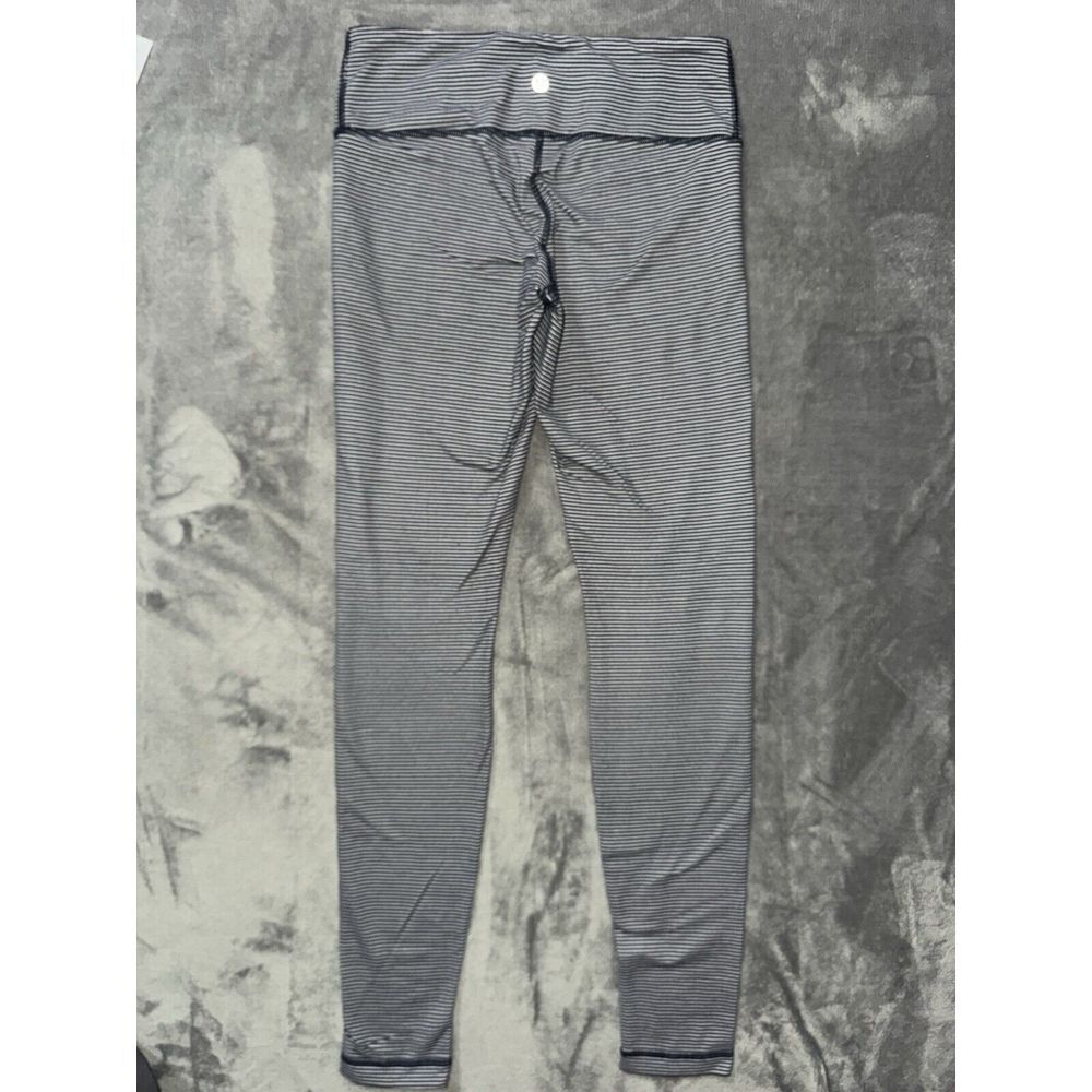 Lululemon Women's Wunder Under Pant Super Stripe Cadet Blue White Size 6 - Picture 3 of 9